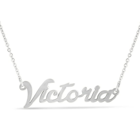 SuperJeweler Victoria Nameplate Necklace in Silver 16 inches All Names Available for Women