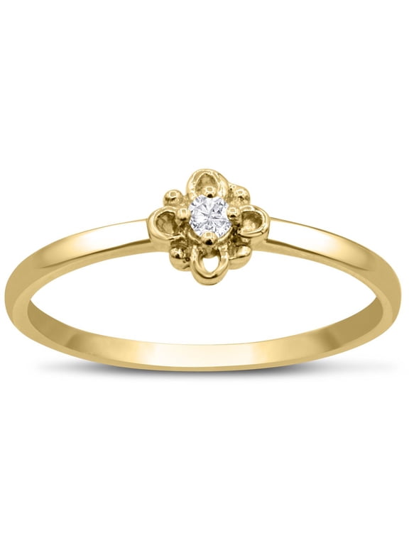 Vintage Diamond Promise Ring In Yellow Gold For Women