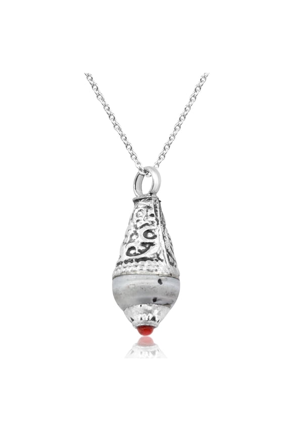Vintage Tibetan Mother of Pearl and Coral Teardrop Necklace With Free Chain, 18 inches for Women