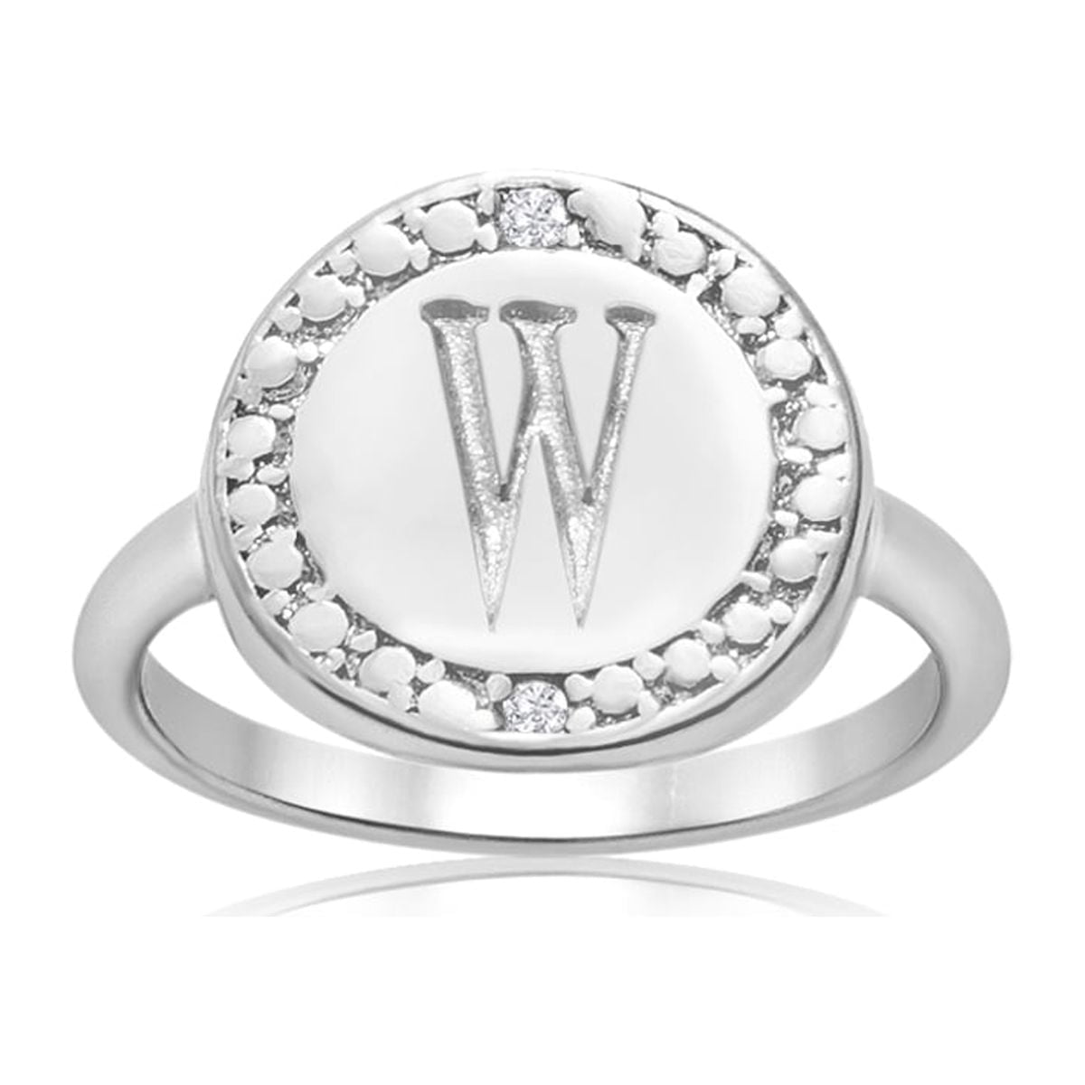 SuperJeweler W Initial Diamond Ring In Sterling Silver For Women ...