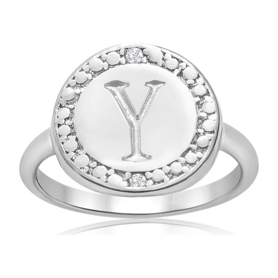 SuperJeweler Y Initial Diamond Ring In Sterling Silver For Women