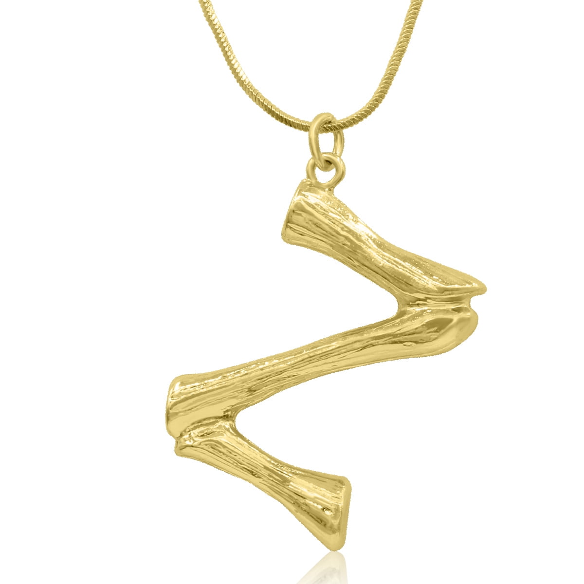 SuperJeweler Z Initial Necklace in Gold, Bamboo Style, All