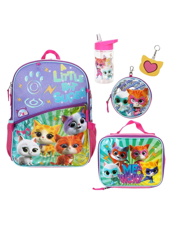 SuperKitties 5-Piece 16" Backpack And Lunch Set For School & Travel