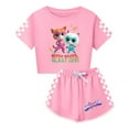 thumbnail image 1 of SuperKitties Cartoon Cat Apparel – Girls Summer 2-Piece Clothing Set with Tee and Shorts, 1 of 4