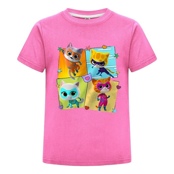 SuperKitties Cat Hero Shirt for Kids – Cartoon Character Tee – Girls Boys Summer T-Shirt – Comfortable Cotton Outfit – Top for Casual Playtime