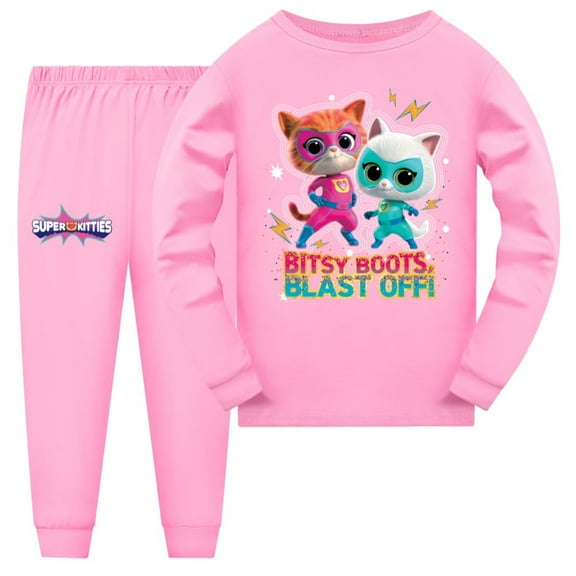 SuperKitties Girls' Pajama Set Boys' Long Sleeve Home Casual Clothing Suitable for 3-10 Years Old