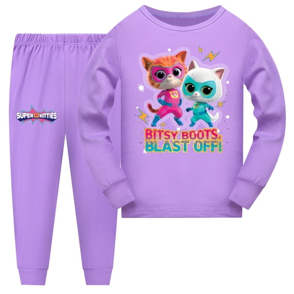 SuperKitties Girls' and Boys' Set, Children's Fashion Long Sleeve Long Pants Casual Clothing, Suitable for Children Aged 3-10