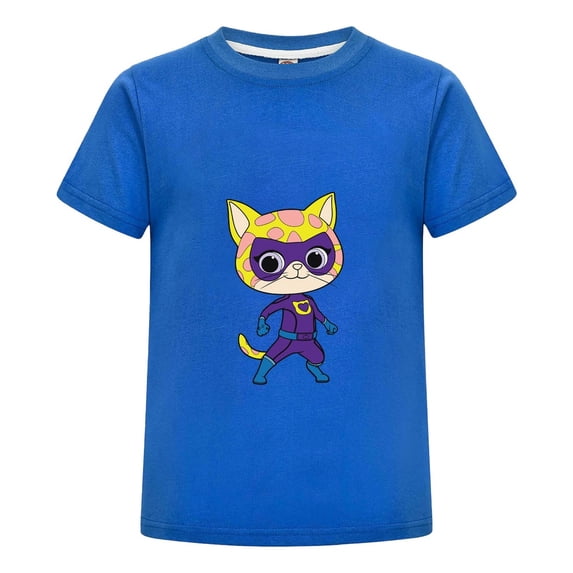 SuperKitties Graphic Tee for Children – Kids Cartoon Top for Girls and Boys – Comfortable Short Sleeve Outfit – Summer Casual T-Shirt – Gift for Cat Fans