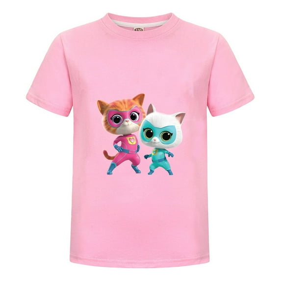 SuperKitties Tee for Toddlers and Kids – Boys Girls Cartoon T-Shirt – Soft Summer Play Top – Fun Cat Hero Print – Casual Outfit for Ages 2 to 12