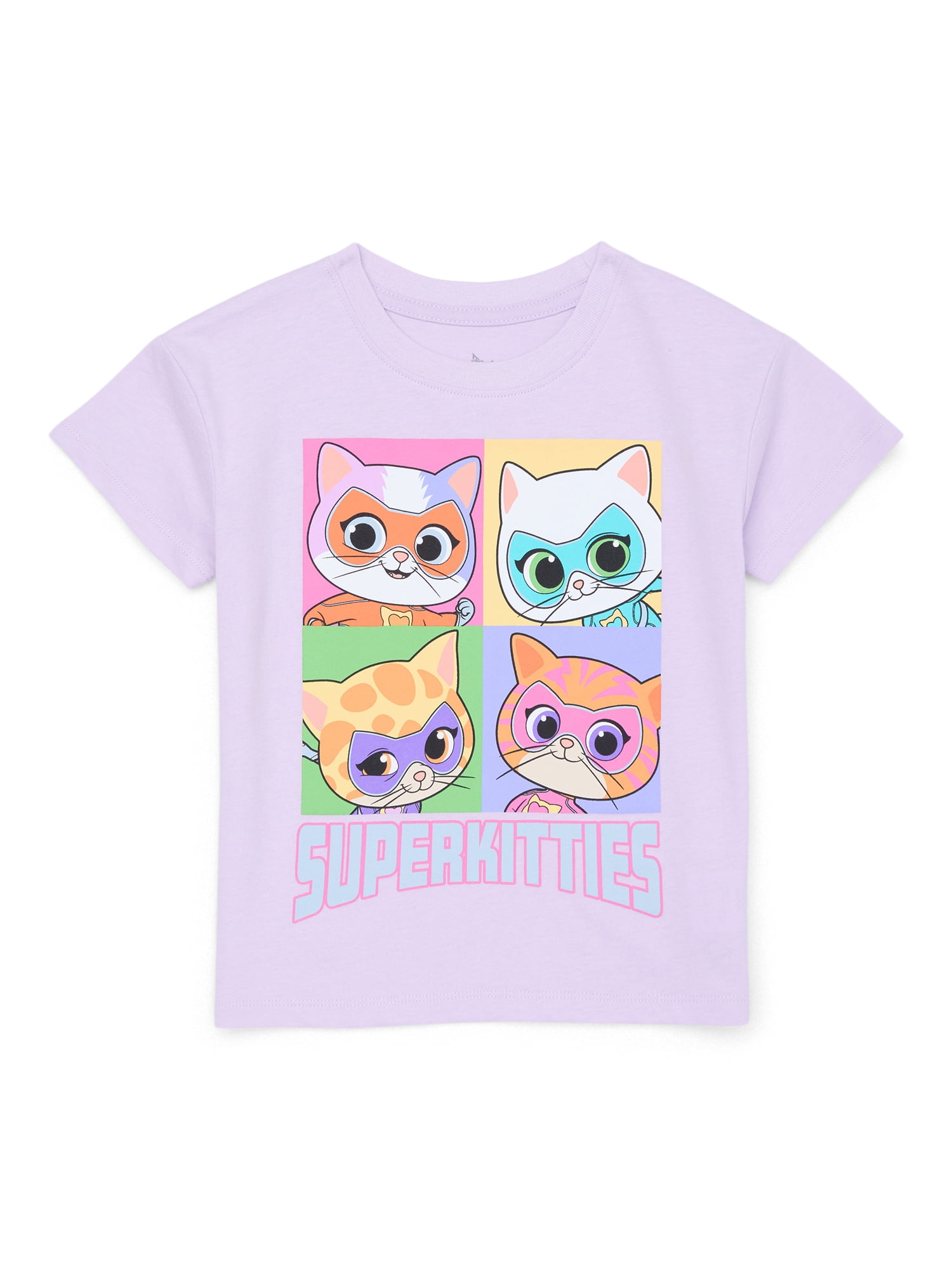 SuperKitties Toddler Graphic Crewneck Tee with Short Sleeves, Sizes 12M-5T