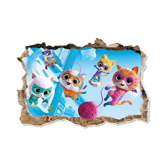 SuperKitties Wall Sticker For Bedroom Living Room Nursery Party Decorations Anime Cartoon Background Self-Adhesive Wall Decor Baby Boy Girl Kids Room Wall Mural Decor Poster Gift