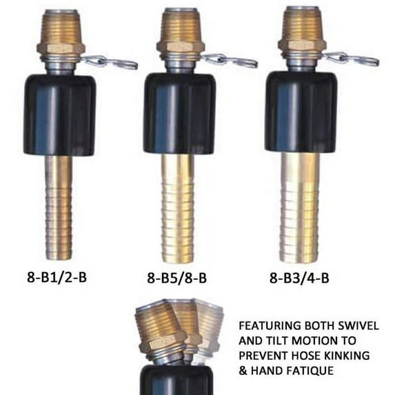 SuperKlean 8-B1/2-B Ball Type Swivel Hose Adapter, Brass and Stainless Steel