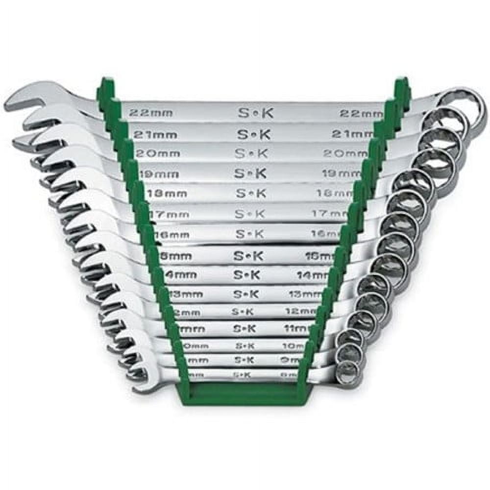 SuperKrome 86265 12-Point 8-to-22-mm Combination Wrench Set - Set of 15 Regular Wrenches for Lightweight Repair - Durable, Corrosion Resistant Fractional Tools. Wrench Sets