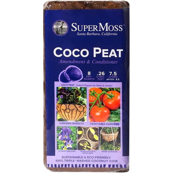 SuperMoss (23278) Coco Coir Seed Starting Mix High Expansion Buffered Coconut Peat Brick Soil, Natural, 650g