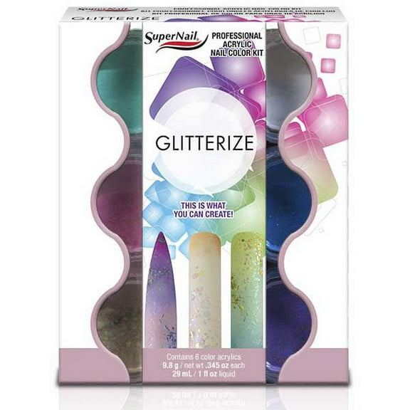 SuperNail Glitterize 6pc Colored Acrylic Kit