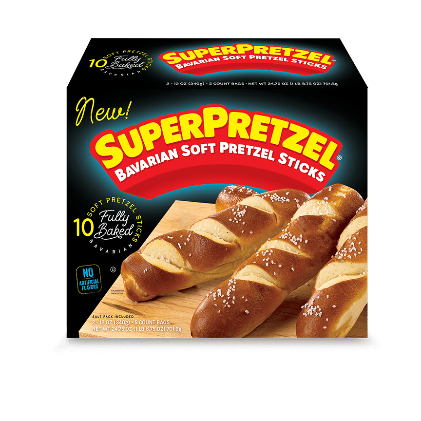 SuperPretzel Bavarian Soft Pretzel Sticks, 24.75 oz, 10 Count (Frozen