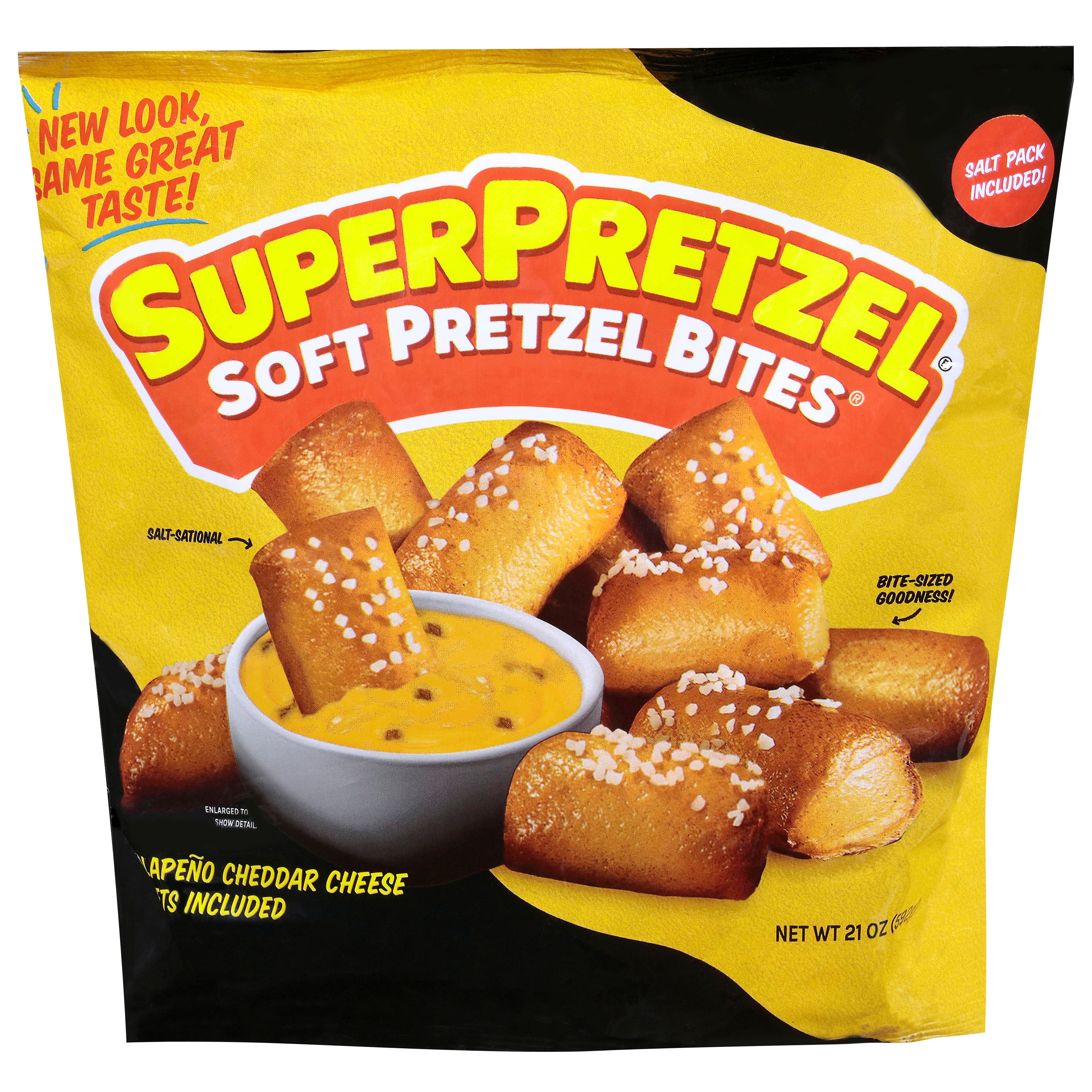 SuperPretzel Soft Pretzel Bites with Jalapeno Cheese Packet, 21 oz