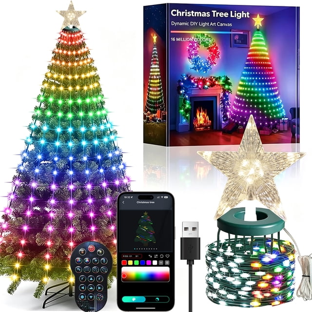 SuperRGB 6Ft 400 LED Smart Christmas Tree String Lights with APP ...