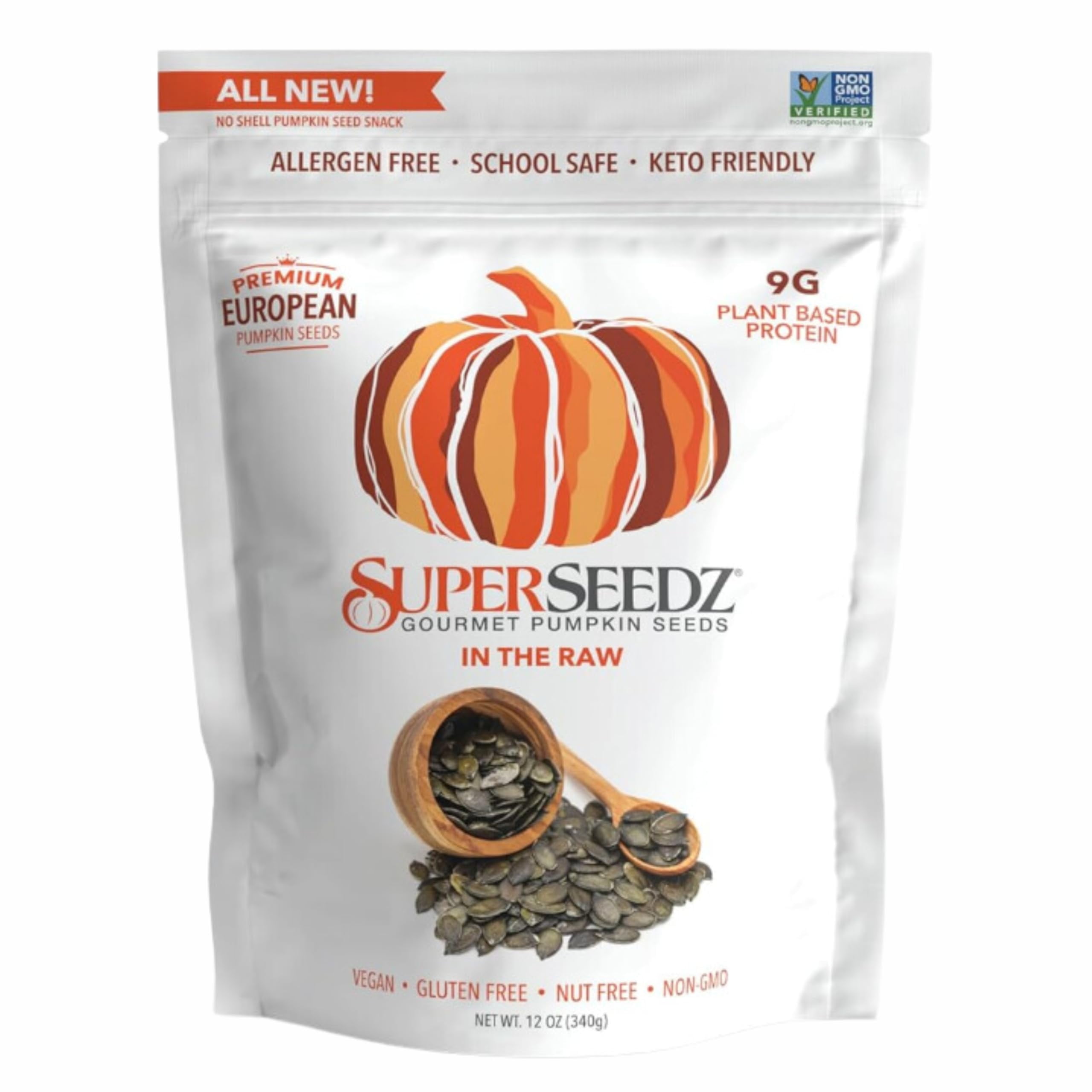 SuperSeedz Raw Pumpkin Seeds AIF4 Dry Roasted Pepitas, No Shell