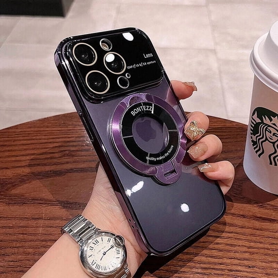 SuperShield Phone Case for iPhone 15 Pro Max Coridbrief Large Window Phone Case Leak Label Magnetic Bracket, Bontezz for iPhone 15 Pro Max MagSafe Satad Case - Purple