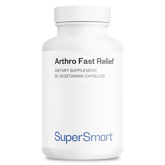 SuperSmart Arthro Fast Relief (High Potency) - with MSM, Levagen+ PEA, Collavant N2 Collagen, Fermented Ginger - Joints & Mobility | Gluten Free - 90 Vegetarian Capsules