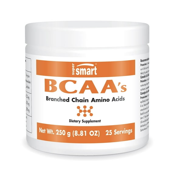 SuperSmart BCAA Powder 2:1:1 (Optimal Ratio) 5g per Day - Unflavored BCAAs Amino Acids - Potent Blend | No Artificial Flavor, Non-GMO & Gluten Free - 250g