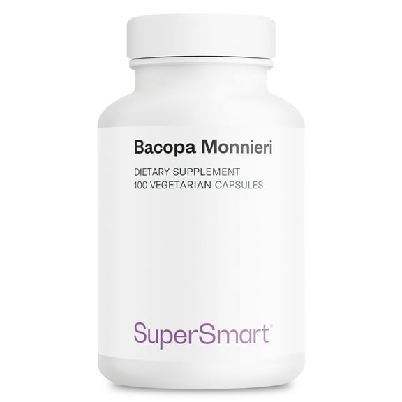 SuperSmart - Bacopa Monnieri 1500 mg per Day - Nootropic Brain Supplement - Focus & Memory Support | Non-GMO & Gluten Free - 100 Vegetarian Capsules