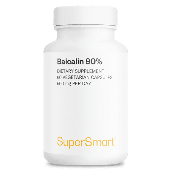 SuperSmart - Baicalin 90% - 500 mg per Day - Chinese Skullcap or Huang Chin Extract (Scutellaria Baicalensis) | Non-GMO & Gluten Free - 60 Vegetarian Capsules
