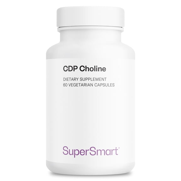 SuperSmart CDP Choline 500mg per Day (Patented & High Dose) - Cognizin Citicoline Supplement | Non-GMO & Gluten Free - 60 Vegetarian Capsules