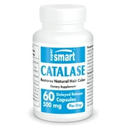 SuperSmart Catalase 500mg per Day (12,500 CatU) – Natural Enzyme & Anti-Gray Hair Supplement | Non-GMO & Gluten-Free - 60 DR Capsules