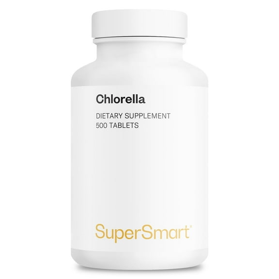 SuperSmart Chlorella Supplement 4 g per Day (Easy-to-Take) - Rich in Vitamin B2, B9, B12 & Iron - High Chlorophyll Concentration | Non-GMO & Gluten Free - 500 Tablets