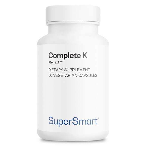 SuperSmart - Complete K - with Vitamin K1, K2 (MK-4 + MK-7) | Non-GMO & Gluten Free - 60 Vegetarian Capsules