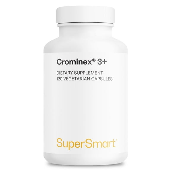 SuperSmart - Crominex 3+ 20 mg per Day - Optimized Chromium Supplement | Non-GMO & Gluten Free - 120 Vegetarian Capsules