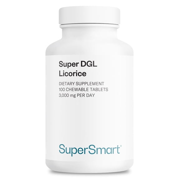 SuperSmart - Super DGL Licorice 3000 mg per Day - Gut Health | Non-GMO & Gluten Free - 100 Chewable Tablets
