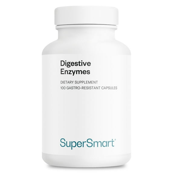 SuperSmart Digestive Enzymes (High Potency) - 15-in-1 Multi Enzymes Supplement - with Lipase, Bromelain, Amylase, Lactase, Protease, Invertase | Non-GMO & Gluten Free - 100 Delayed Release Capsules