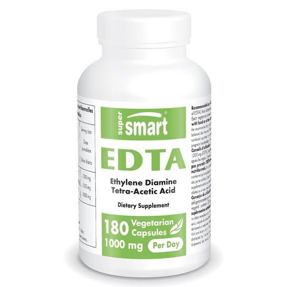 Supersmart - EDTA 1000mg per Day - Calcium Disodium EDTA Supplement | Non-GMO & Gluten Free - 180 Vegetarian Capsules