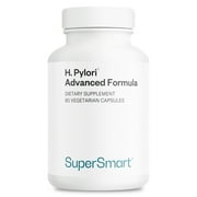 Supersmart H. Pylori Advanced Formula with Mastic Gum, Probiotics, Prebiotic - Natural Treatment & Complete Action | Non-GMO & Gluten Free - 60 Vegetarian Capsules