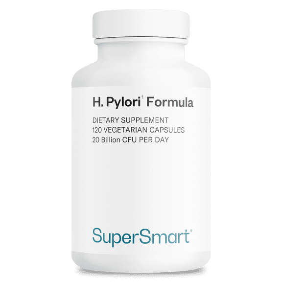 SuperSmart H. Pylori Formula 20 Billion CFU per Day - Natural Probiotic Lactobacillus Reuteri DSM 17648 Supplement | Non-GMO & Gluten Free - 120 Vegetarian Capsules