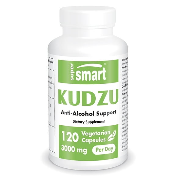 SuperSmart Kudzu 3000mg per Day (High Strength) - Kudzu Root Extract - Pueraria Lobota - Full Spectrum | Non-GMO & Gluten Free - 120 Vegetarian Capsules
