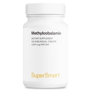 SuperSmart Methylcobalamine B12 1000mcg / 1mg per Day Effective Dosage - Sublingual Methylcobalamine - Peppermint Flavor - Vitamin B12 Supplement | Non-GMO & Gluten Free - 100 Sublingual Tablets