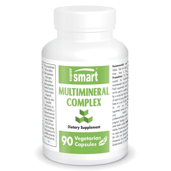 SuperSmart Multimineral Complex Supplement (Full Spectrum) - with Magnesium, Zinc, Boron, Calcium, Chromium, Selenium, Iodine, Potassium | Non-GMO & Gluten Free - 90 Vegetarian Capsules
