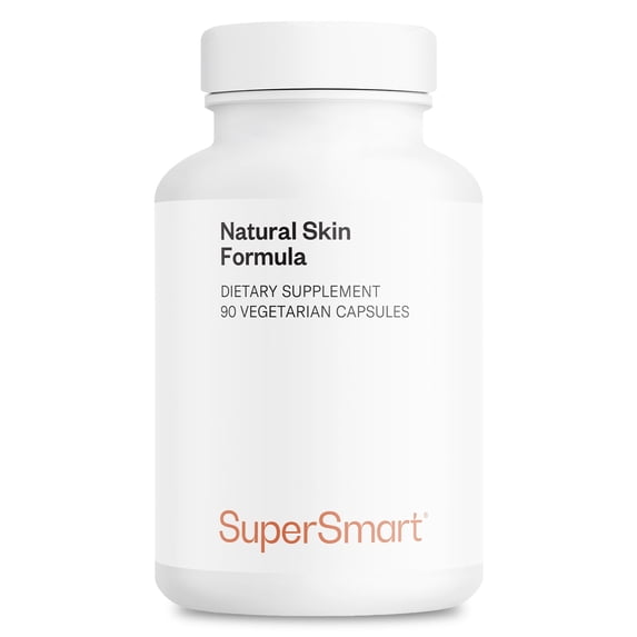 SuperSmart - Natural Skin Formula - with Collagen Type 2, Hyaluronic Acid, Biotin & Ceramides - Skin Supplement for Men & Women | Non-GMO - 90 Vegetarian Capsules