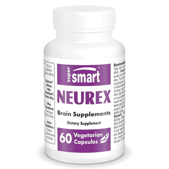 SuperSmart Neurex (Advanced Formula) - High Potency Brain Supplement - with Ginkgo Biloba, Bacopa Monnieri, GPC, Huperzine A | Non-GMO & Gluten Free - 60 Vegetarian Capsules