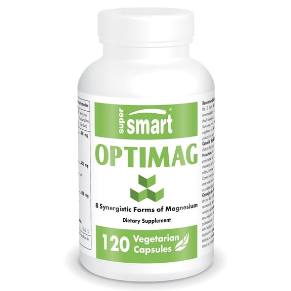 SuperSmart Optimag (Magnesium Complex Supplement) - Full Spectrum 8 Active Forms - Fight Magnesium Deficiency | Non-GMO & Gluten Free - 120 Vegetarian Capsules