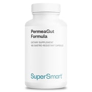 SuperSmart PermeaGut Formula High Potency - with L-Glutamine, ButiShield Calcium Butyrate, Zinc-L-Carnosine - Gut Barrier Support | Vegan & Gluten Free - 180 Gastro-Resistant Capsules