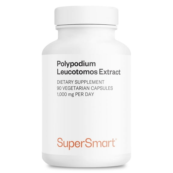 SuperSmart Polypodium Leucotomos Extract 1000mg per Day (Fern Extract 4:1) - PLE Supplement | Non-GMO & Gluten Free - 90 Vegetarian Capsules