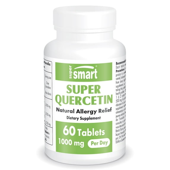 SuperSmart Super Quercetin 1000mg per Day (Patented QU995) - High Purity Quercetin Supplement - Natural Bioflavonoids | Non-GMO & Gluten Free - 60 Tablets