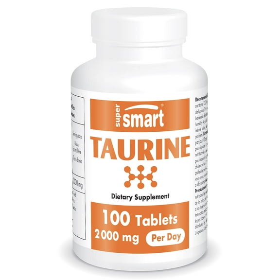 SuperSmart - Taurine 2000 mg per Day - Amino Acid Supplement for Athletes | Non-GMO & Gluten Free - 100 Tablets