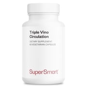 SuperSmart Triple Vino Circulation High Potency - 3-in-1 Formula - Red Vine Leaf Extract - with Grape Seed & Marc | Vegan & Gluten Free - 60 Veg Capsules