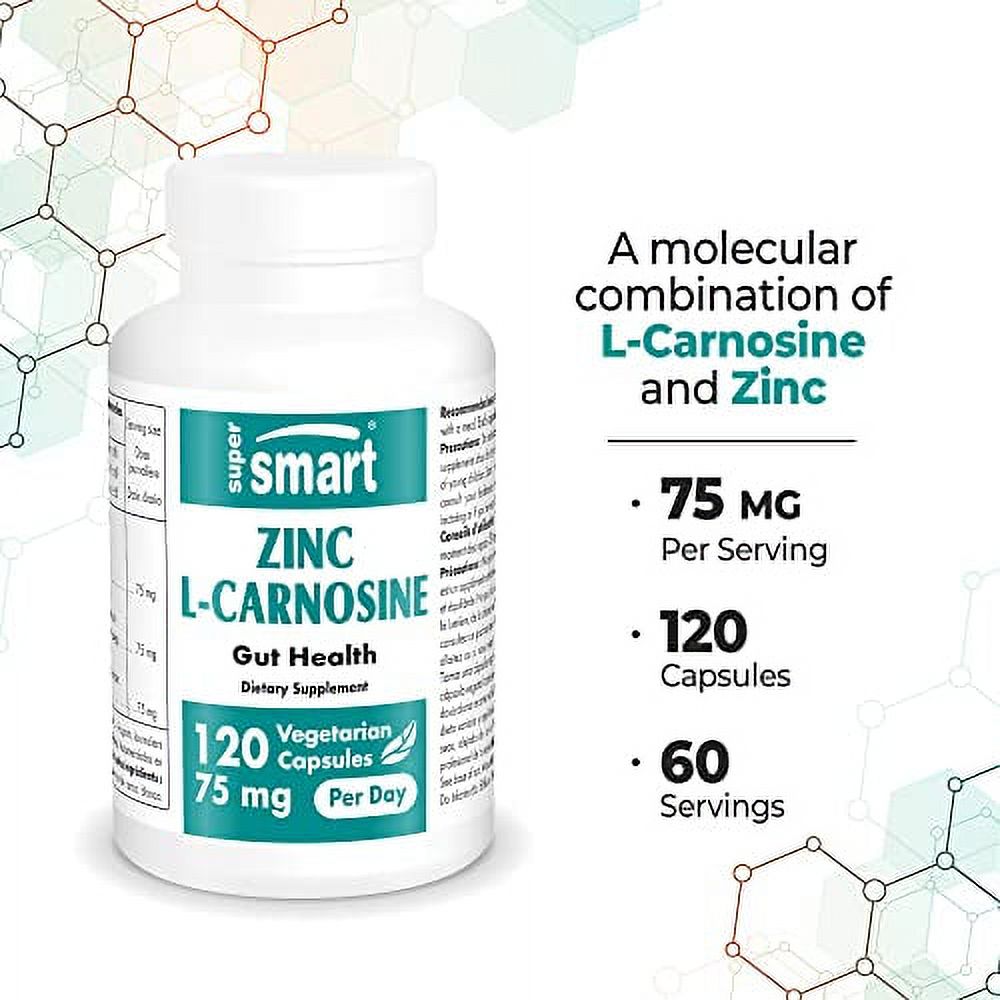 SuperSmart Zinc LCarnosine 75mg per Day (WellTolerated) Zinc Carnosine Supplement Non